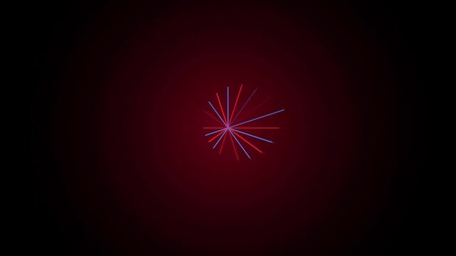Abstract geometric radial lines rotating in a loop on dark red gradient background