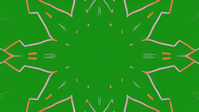 Abstract Green Geometric Patterns with Gold Accents Rotating Slowly on Black Background