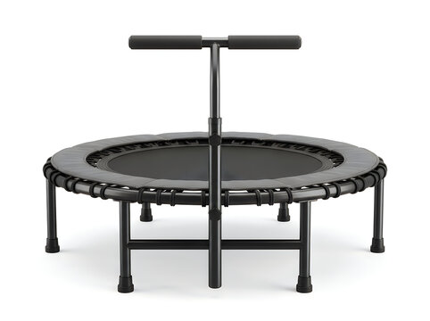 mini trampoline with handle fitness rebounder cardio exercise equipment isolated on transparent background