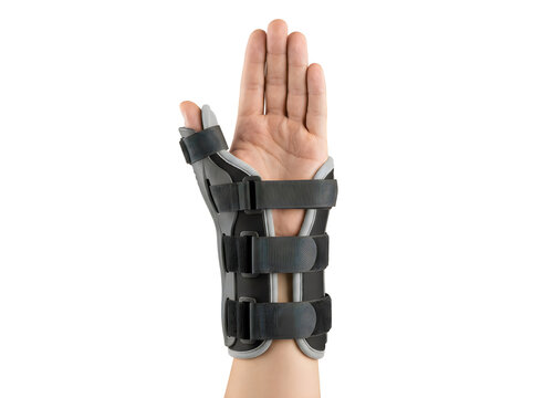 black orthopedic wrist brace carpal tunnel splint medical support isolated on transparent background