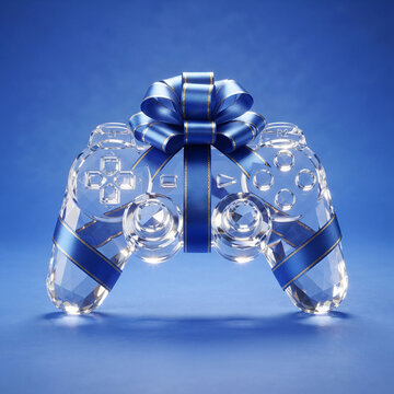 Manette cristal pr&eacute;cieux pour un tr&eacute;sor gaming avec ruban cadeau
