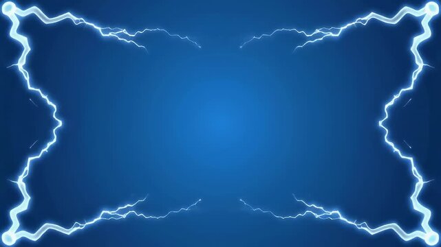 Electric blue energy pulsing with symmetrical lightning patterns during a dynamic visual sequence
