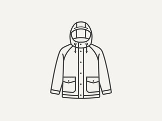 Line drawing of a hooded rain jacket. © fahrudin