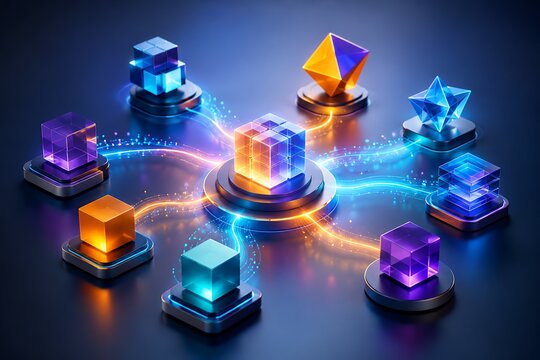 neon geometric network hub, futuristic geometric network background, glowing digital network nodes, abstract neon connectivity concept, futuristic technology hub visualization, cyberpunk geometric str