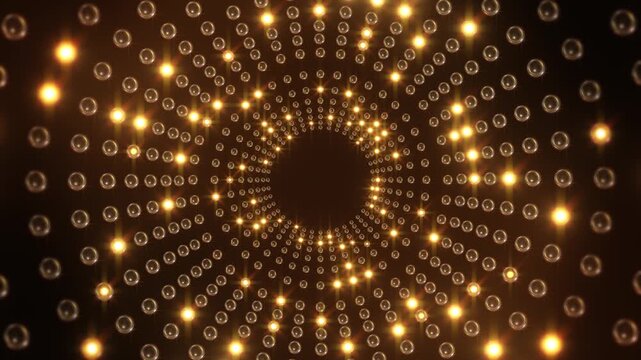 Rows of warm glowing orbs central portal, creating rich depth and symmetry. Useful for premium presentations, gala openings, fantasy travel, cinematic entrances and luxury backgrounds.