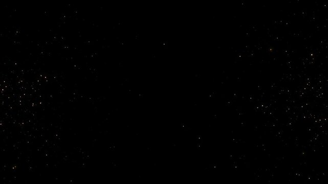 A dense field of gold dust and star points forms a radiant flowing band with generous dark space. Useful for premium reveals, success themes, gala events, anniversary messages and elegant transitions.