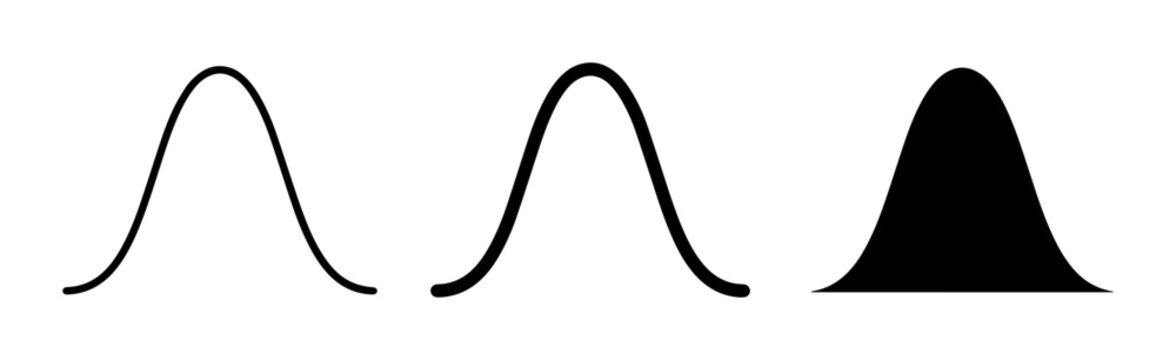 Gaussian Curve Variations, Probability Distribution, Statistical Graph Icons