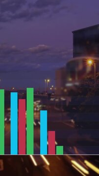 Animation of data processing over cityscape