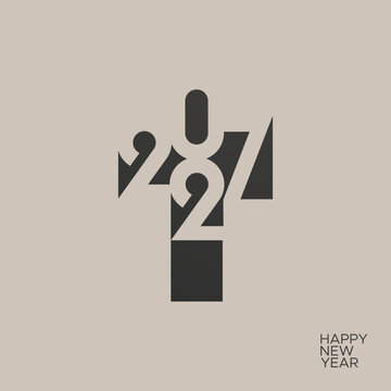 Abstract 2027 New Year Typography Design with Minimalist Geometric Number Composition