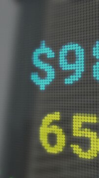 Animation of financial data processing over cityscape