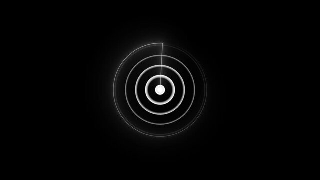 A radio wave technology animation and neon circle looped animation on black background. Abstract cyan neon radio waves signal radar concept.