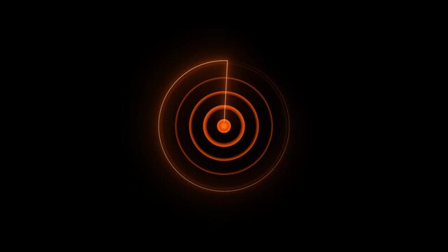 Abstract neon radar screen like radio waves. Radar Scanning Navigation, Futuristic HUD Radar Circle User Interface Target Searching Icon Concept, Abstract neon circle radio waves looping background.
