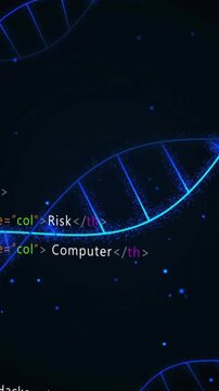 Animation of digital data processing over dna strand spinning