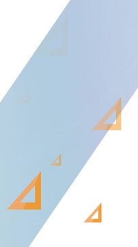 Animation of orange set squares appearing and disappearing on grey, pink and white bands