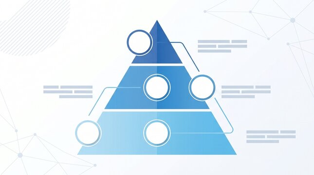 3-step pyramid infographic template. Business process diagram with circular placeholders.