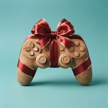 Manette bois, Joystick naturel avec ruban cadeau