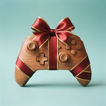 Manette bois, Joystick naturel avec ruban cadeau