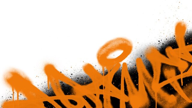 Orange and black spray paint drips corner frame clip art. Abstract aerosol graffiti tagging texture background isolated on white background for urban banner layout.