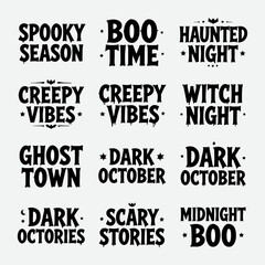 Fototapeta premium Halloween Typography Quote Set with Spooky Words for T-Shirt, Poster, and Graphic Design