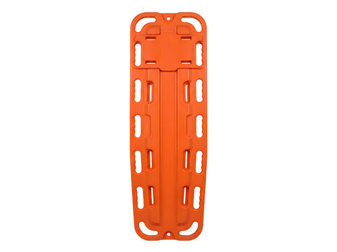 orange plastic spinal backboard rescue stretcher isolated on transparent background