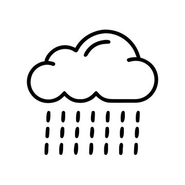Cloud raining, weather icon, simple outline, dark storm shower.