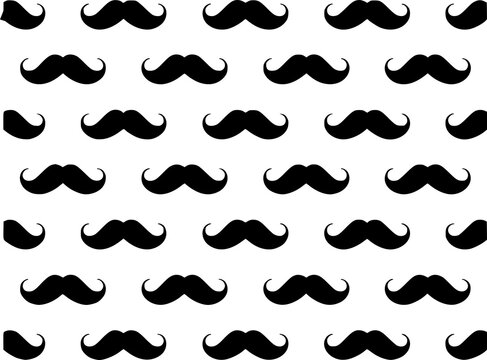 Black mustache pattern on white background