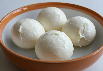 Fototapeta premium Fresh mozzarella cheese balls in a bowl, italian cuisine and dairy products, gourmet food preparation