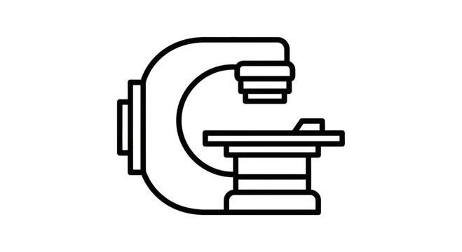 Linear accelerator machine icon for radiation therapy and medical treatment