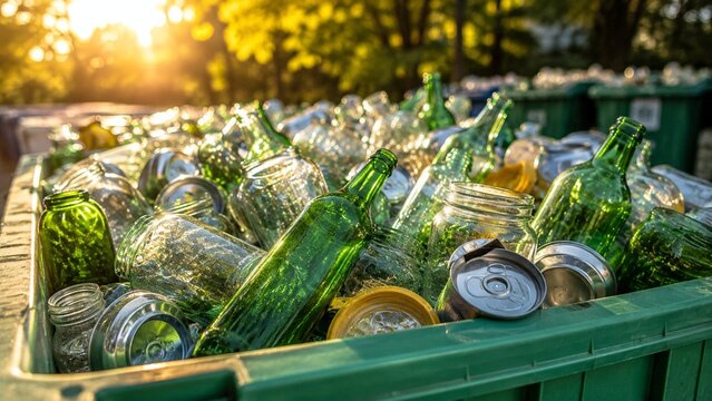 Title: Glass Bottle Recycling in Green Waste Bin
