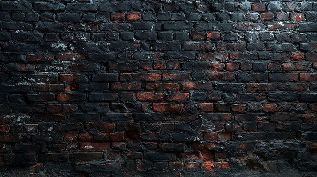 Old Black Grunge Brick Wall Texture Background