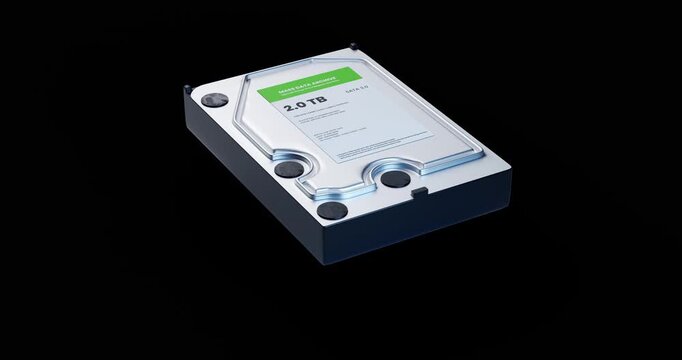 Computer hard disk drive dropping and bouncing in dark space illustrating mass data storage demand