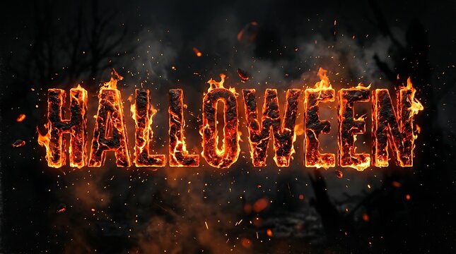 A captivating halloween cityscape emerges from the shadows illuminated by flickering flames and a spooky ambiance