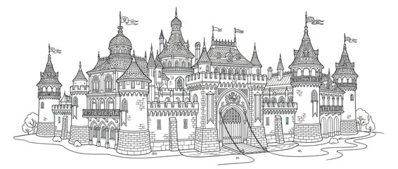 Obraz premium Fantasy Castle Drawing Isolated