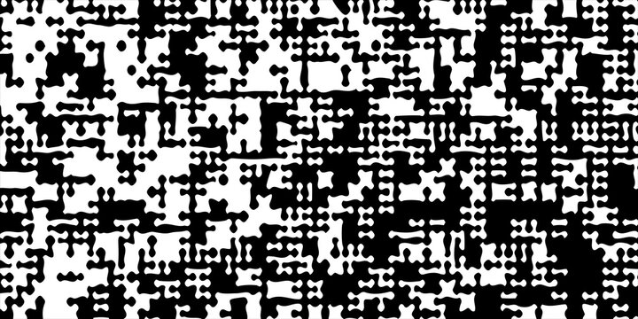 Abstract black and white halftone pixelated textured pattern