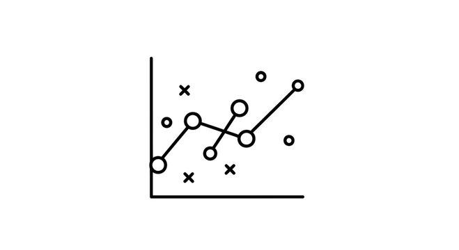 Abstract Line Graph with Data Points and Trend Line