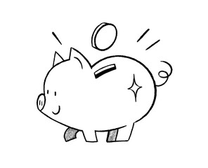Piggy Bank Money Finance Hand Drawn Pencil Texture Line Art Spot Illustration Icon