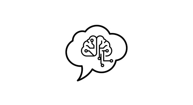 AI Brain in Speech Bubble - Artificial Intelligence Concept