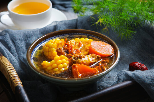 Corn vegetable bone soup healthy chinese stew