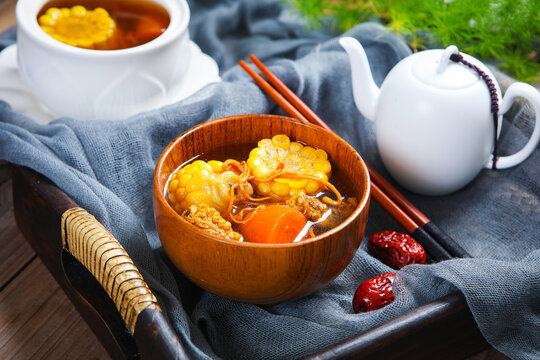 Corn vegetable bone soup healthy chinese stew