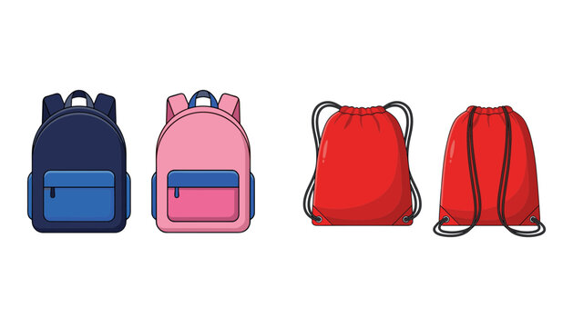 Drawstring Backpacks Set in Various Colors, a Simple Design for School or Gym