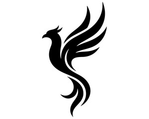 Fototapeta premium Phoenix bird silhouette with majestic wings outstretched.