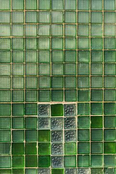 Vintage Green Glass Block Wall Texture Background