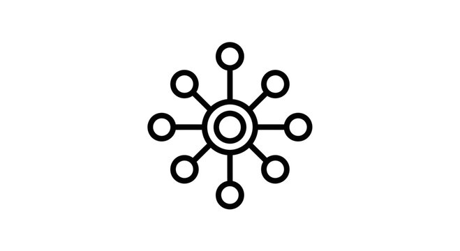 Abstract network connections icon, hub and spoke model, decentralized system, technology concept