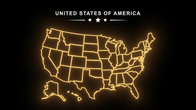 Animated 3D United States Map with State Borders and Star Symbols