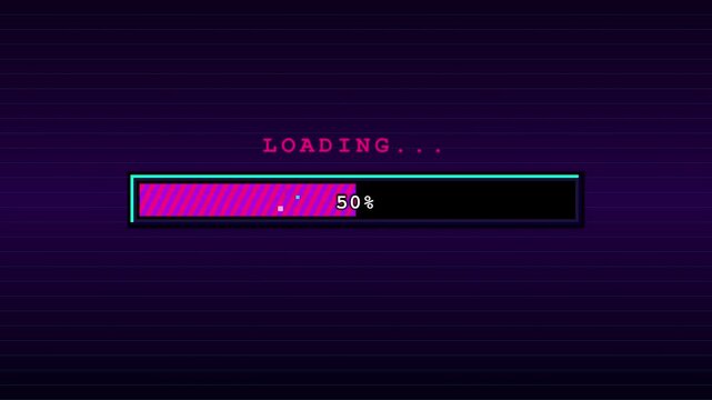 Retro game style loading Hazard Stripes Diagonal Warning Cyberpunk HUD UI Animation HD