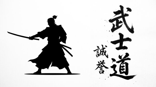 Calligraphy silhouette of a man with a sword.