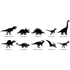 Obraz premium dinosaur silhouettes set
