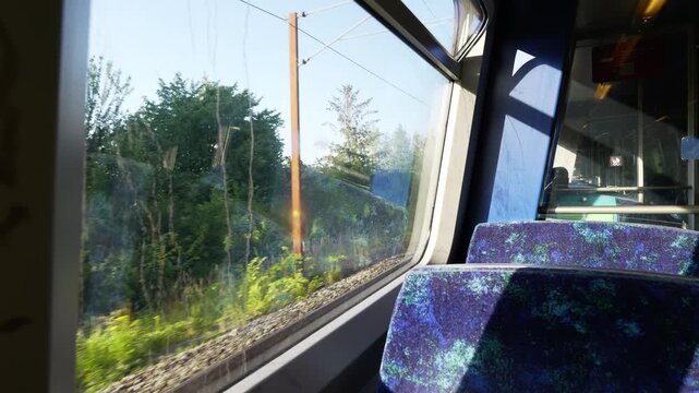 Scenic journey viewing landscape from train window