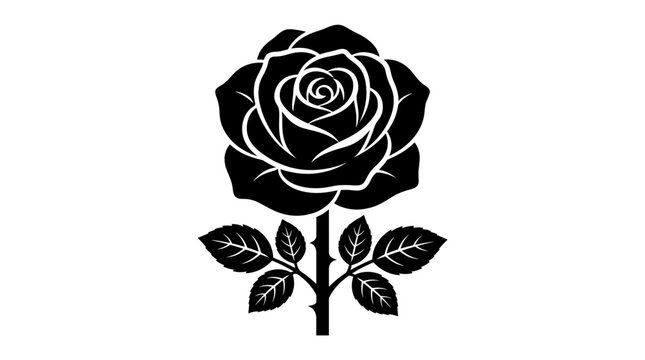 Rose Flower Black Silhouette Icon Vector EPS SVG White Background