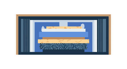 Naklejka premium Mattress Cross-Section Illustration Showing Interior Layers and Pocket Springs